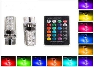 AUTOPOWERZ LED Parking Bulb with IR Remote for All Cars (Pack of 2, Small, Multicolor)
