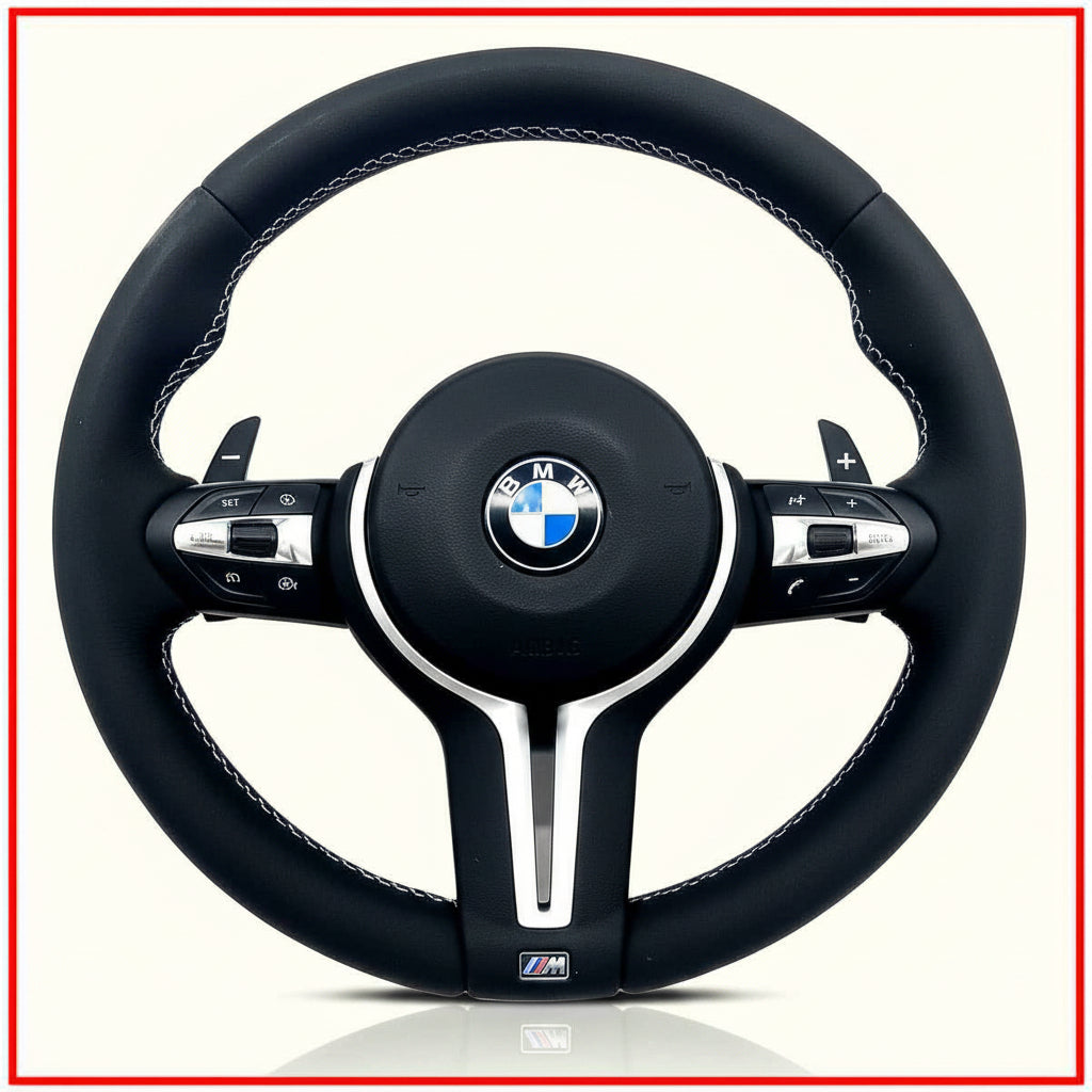 BMW steering wheel Alcantara with logo on a white background