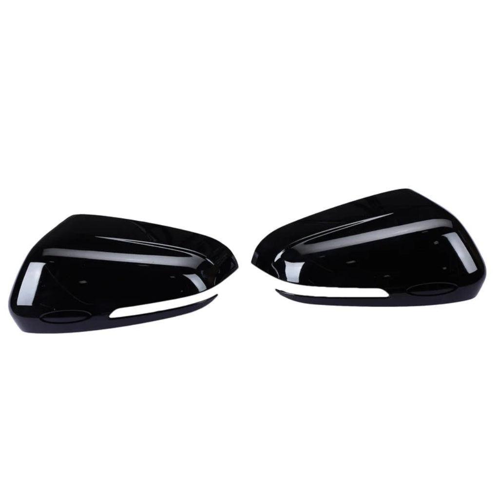 Set of 2 pcs black ORVM covers for Creta 2020, displayed on a white background. 