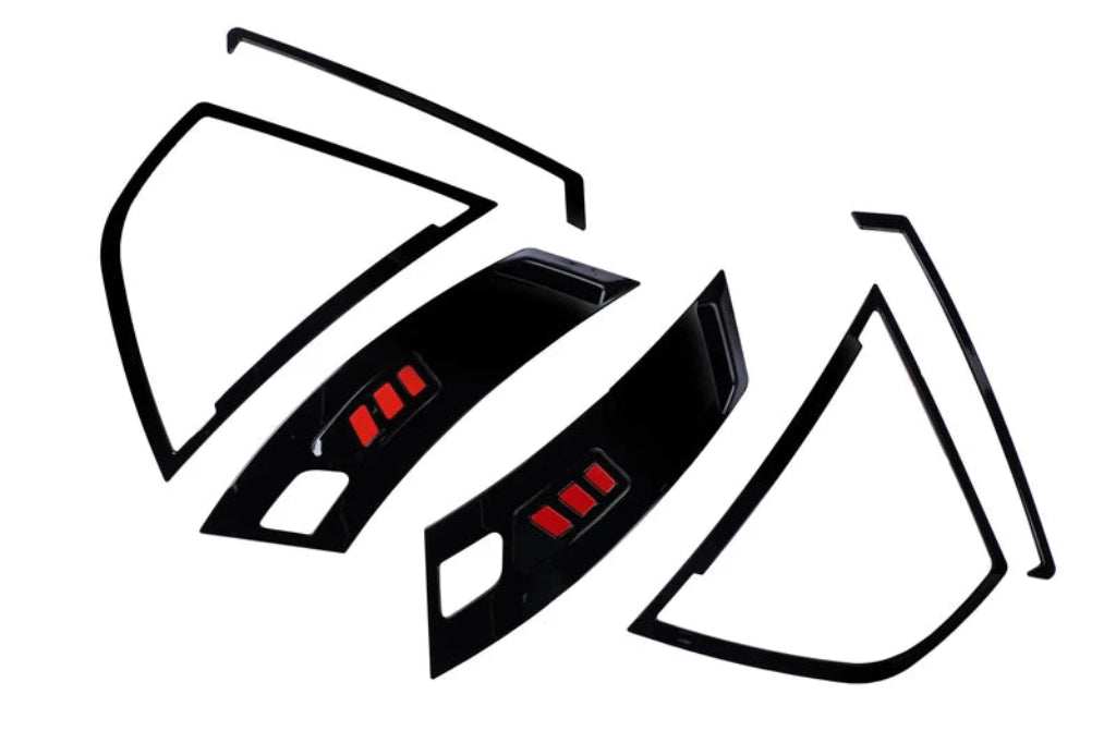 Set of black taillight covers for Creta 2020, displayed on a white background. 