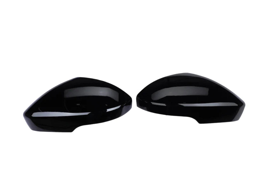 Set of 2 pcs black ORVM Covers for Nexon, displayed on a white background. 