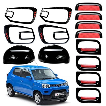 Set of 5 Black Combo Kit For S presso displayed on a white background, along with the car in blue.