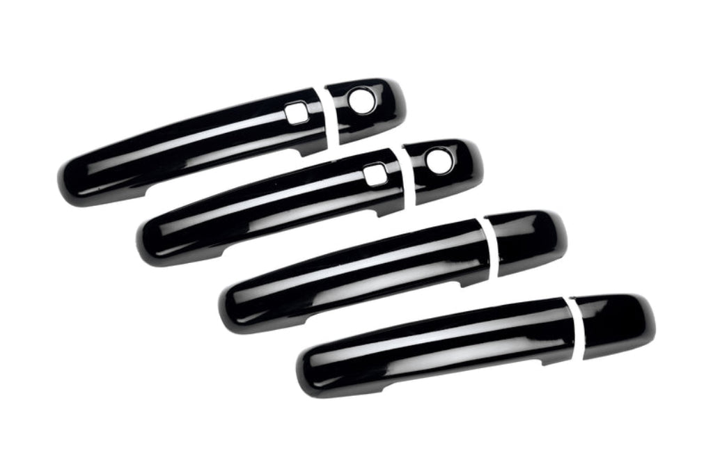 Set of 4 pcs black door handle covers for Brezza displayed on a white background. 