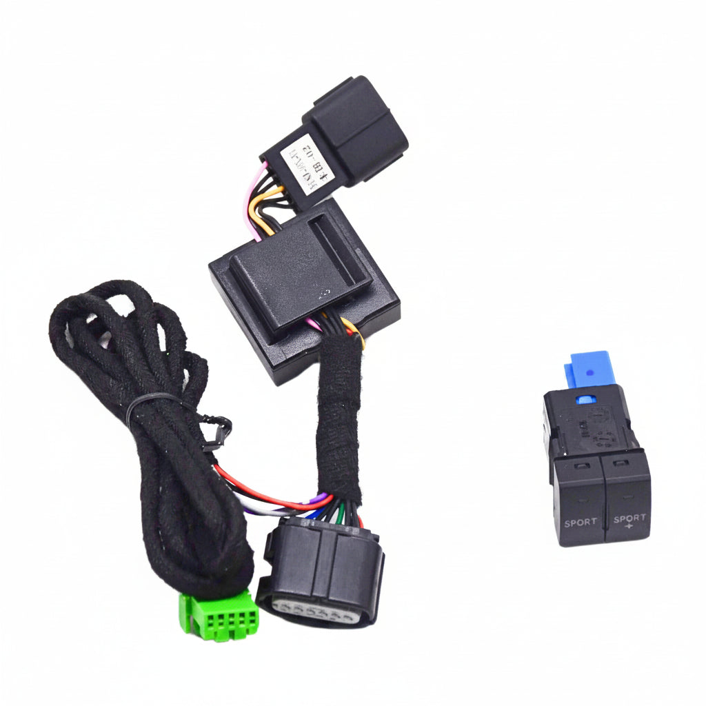 Car wiring harness with connectors on a white background