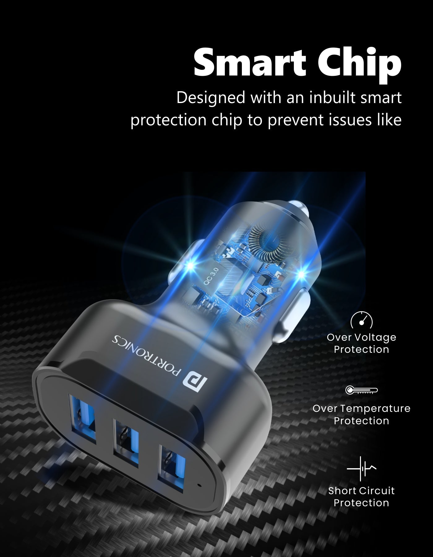 Car Power 11 Fast Car Charger with Triple Port