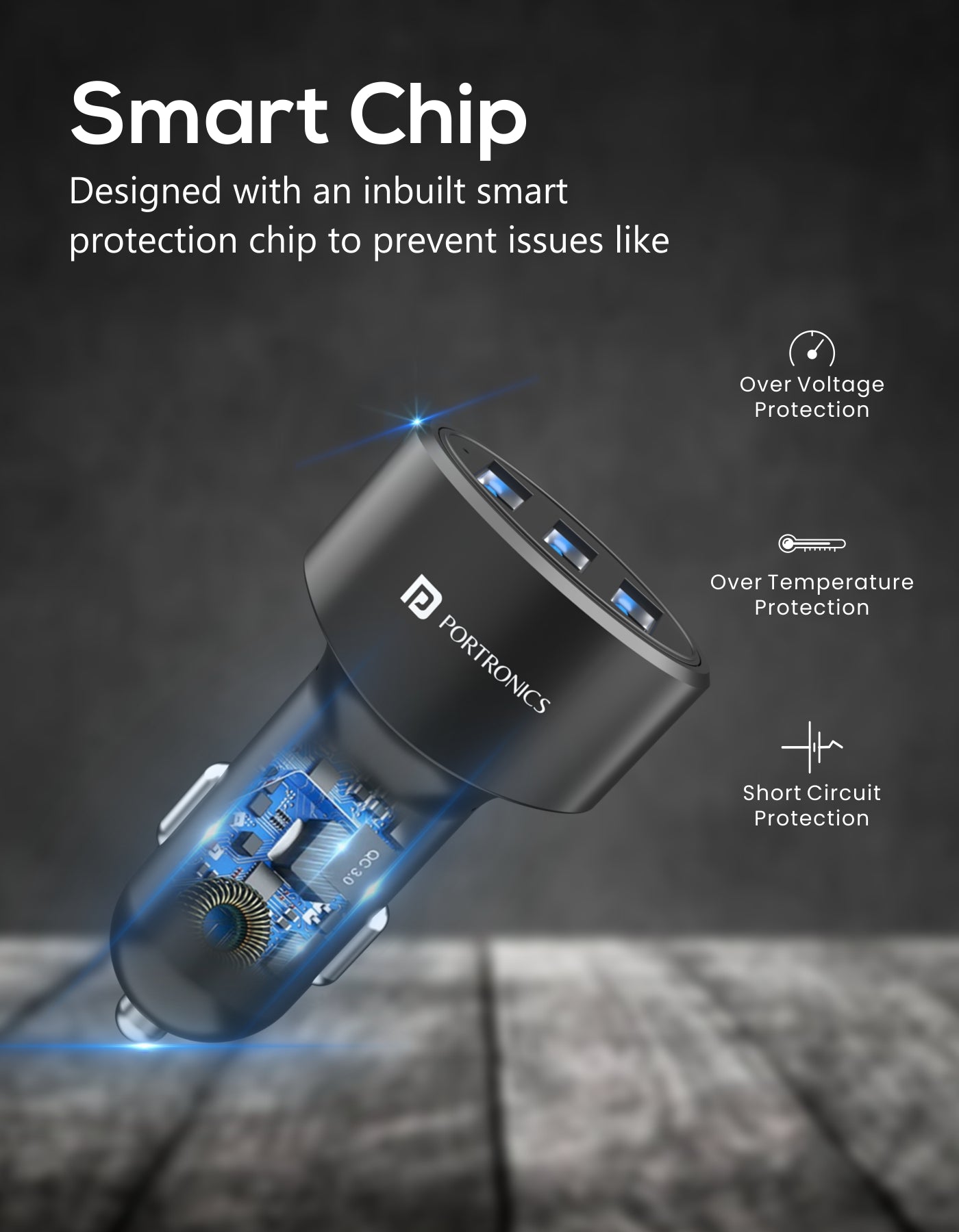 Car Power 12 Fast Car Charger with Triple Port