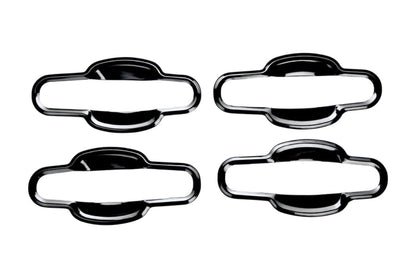 Set of 4 pcs black catch covers for Brezza, displayed on a white background. 