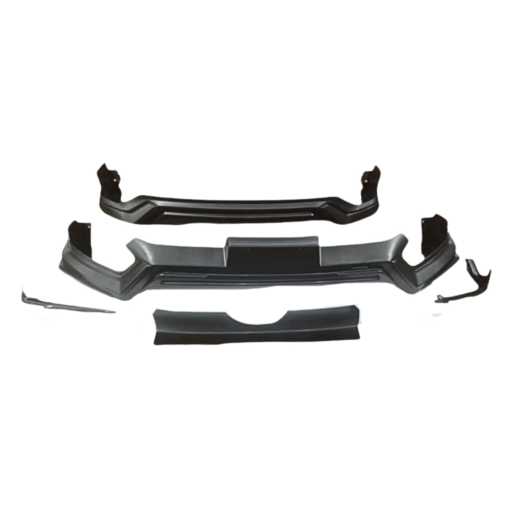 Set of car bumper parts on a white background