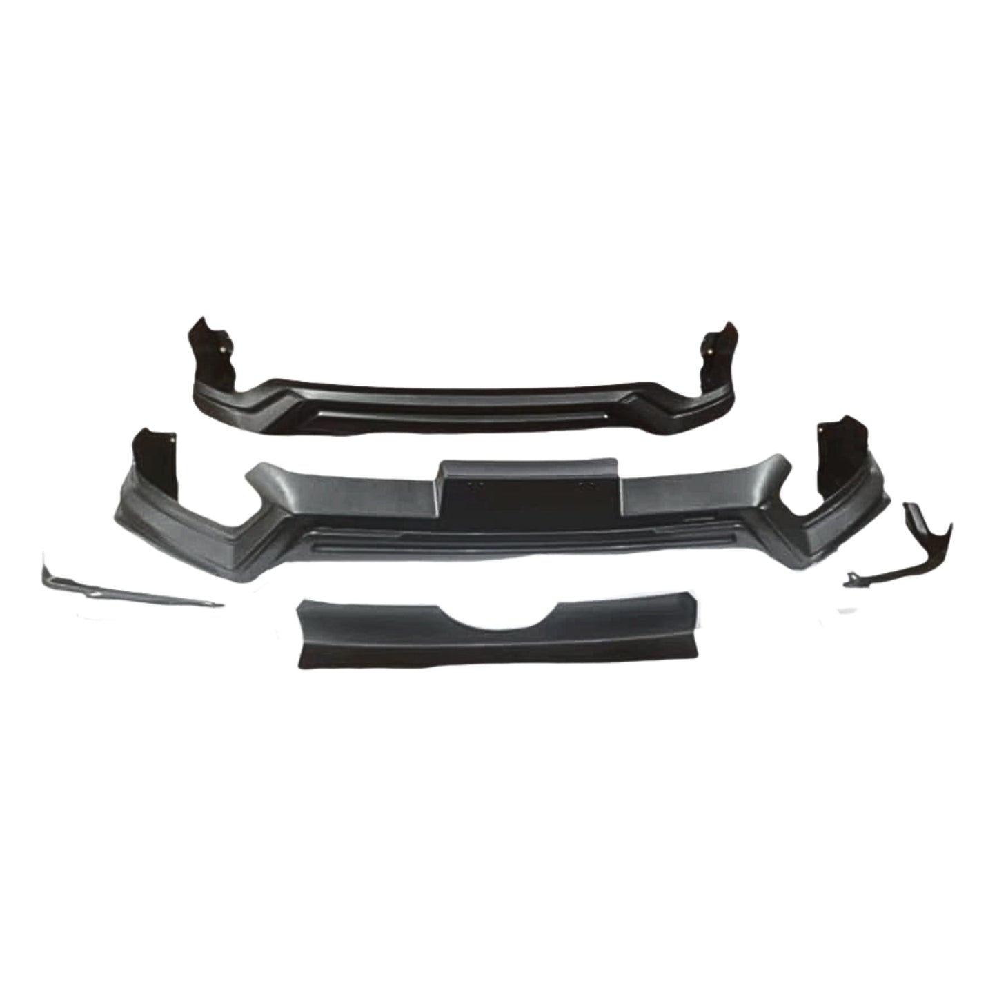Set of car bumper parts on a white background
