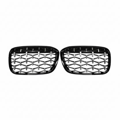 Pair of car grille grills on a white background