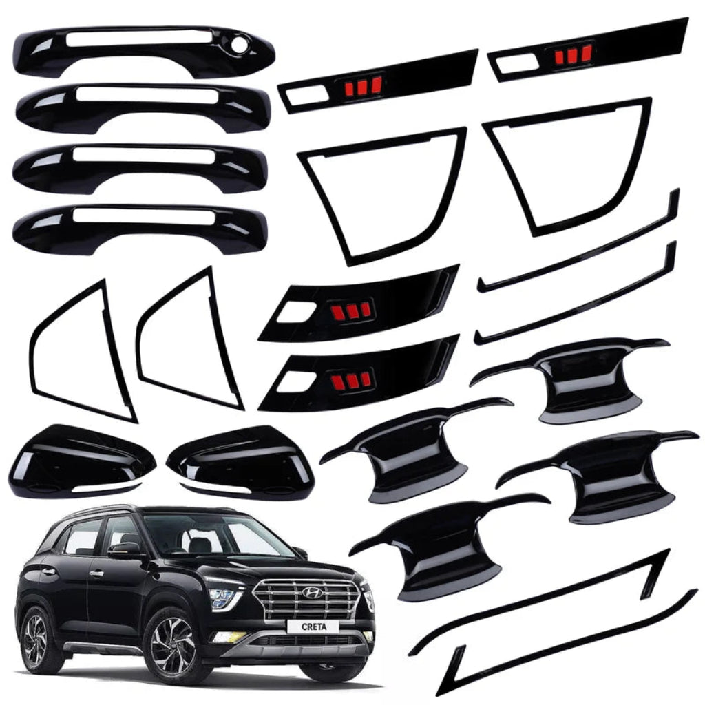 Black combo kit for Creta 2020, displayed on a white background. 