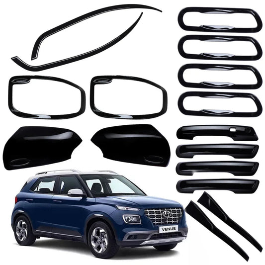 Black Combo Kit for Venue 2019-2021, displayed on a white background with blue car. 