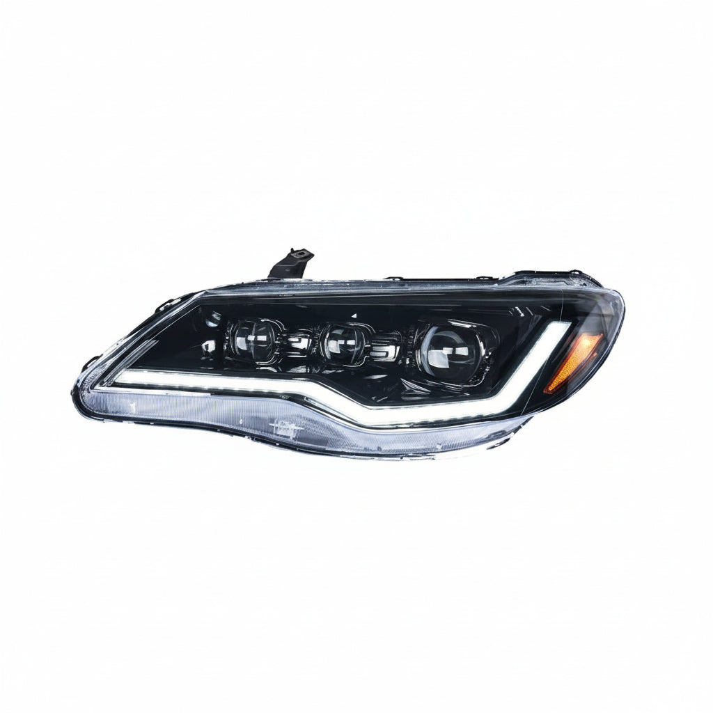 Car headlight on a white background