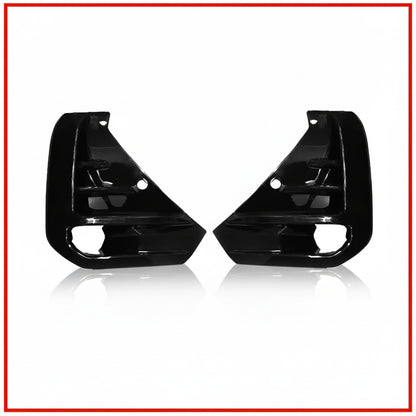 Two black car fog lamps housing on a white background