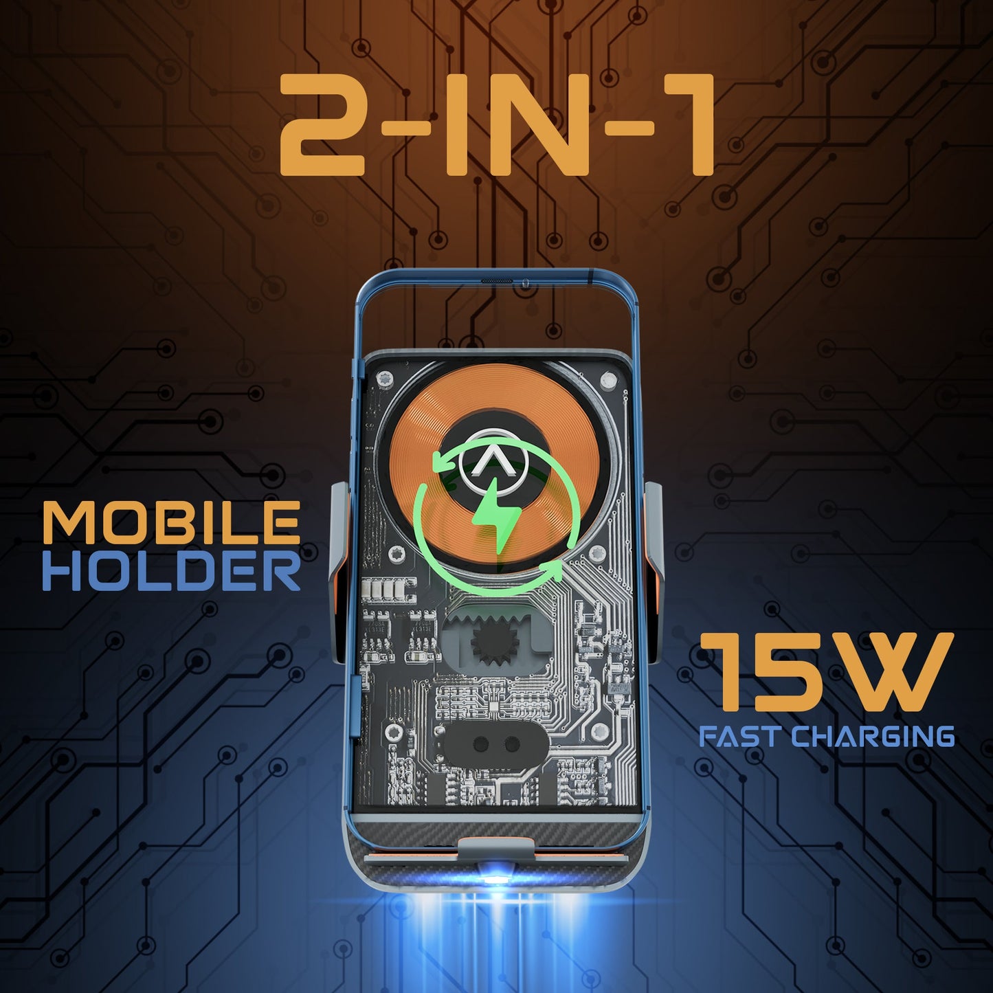 Crystal Watt Dashboard Mount Mobile Holder and Charger