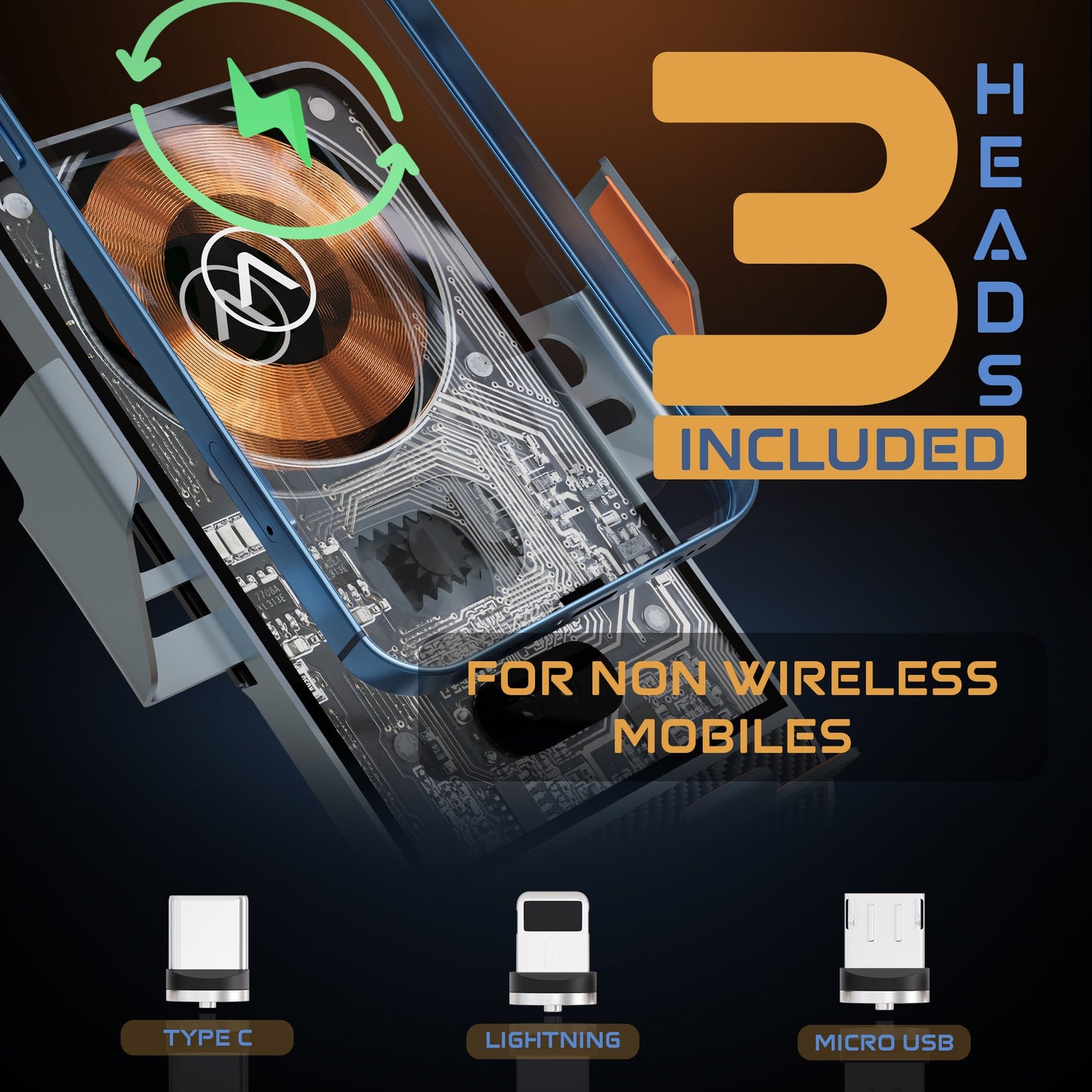 Crystal Watt Dashboard Mount Mobile Holder and Charger