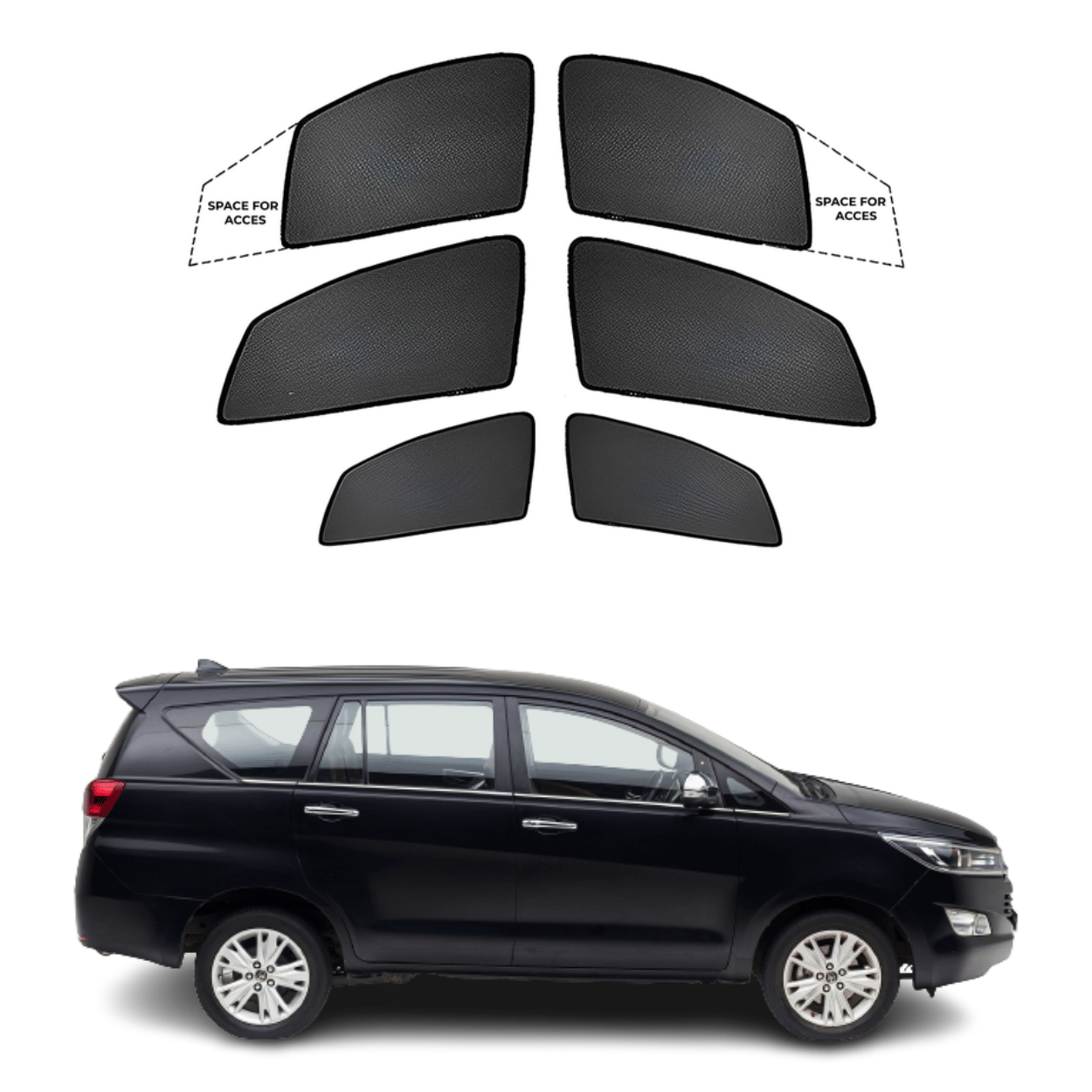 Black finish Sun shade window for Toyota Innova Crysta