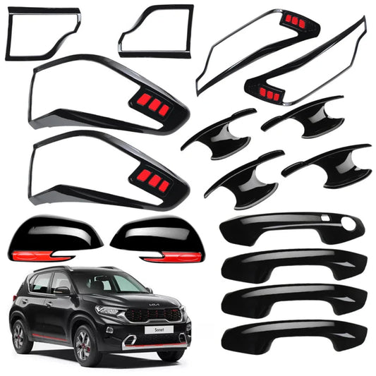 Black combo kit for Sonet, displayed on a white background with red car.