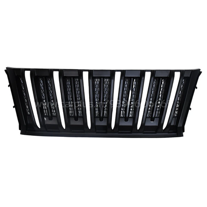 Black car grille with horizontal slats on a white background