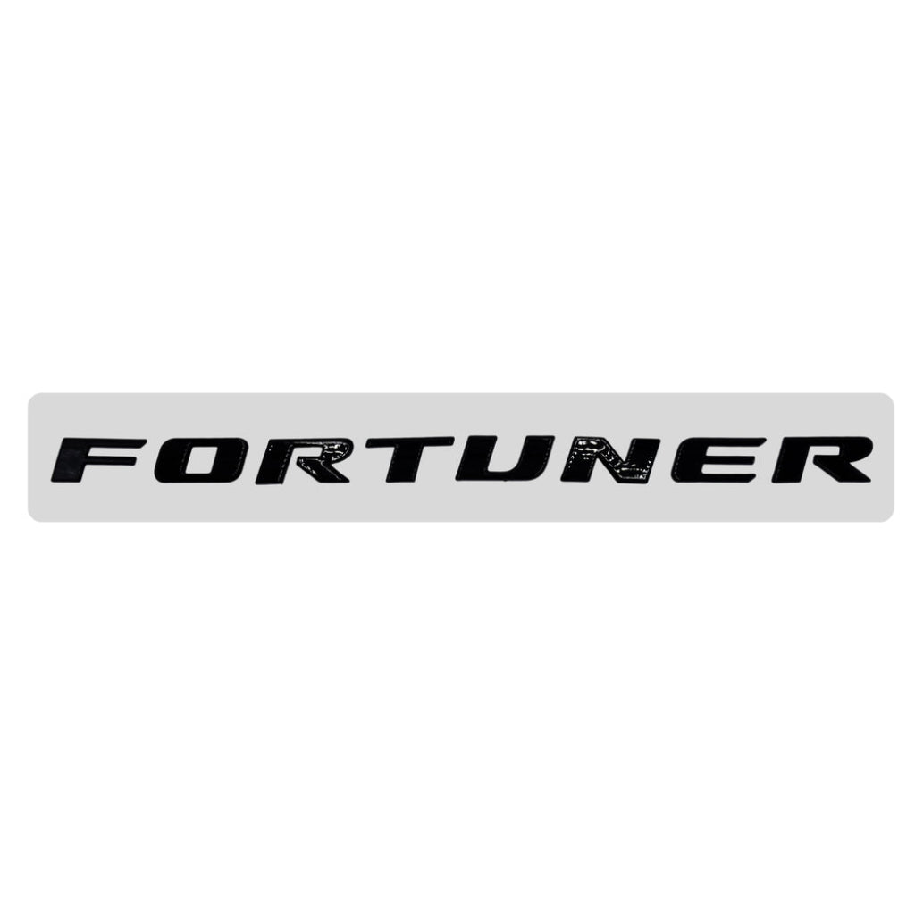 FORTUNER badge in black on a white background