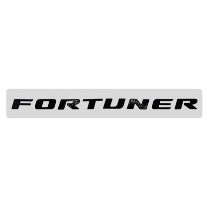 FORTUNER badge in black on a white background