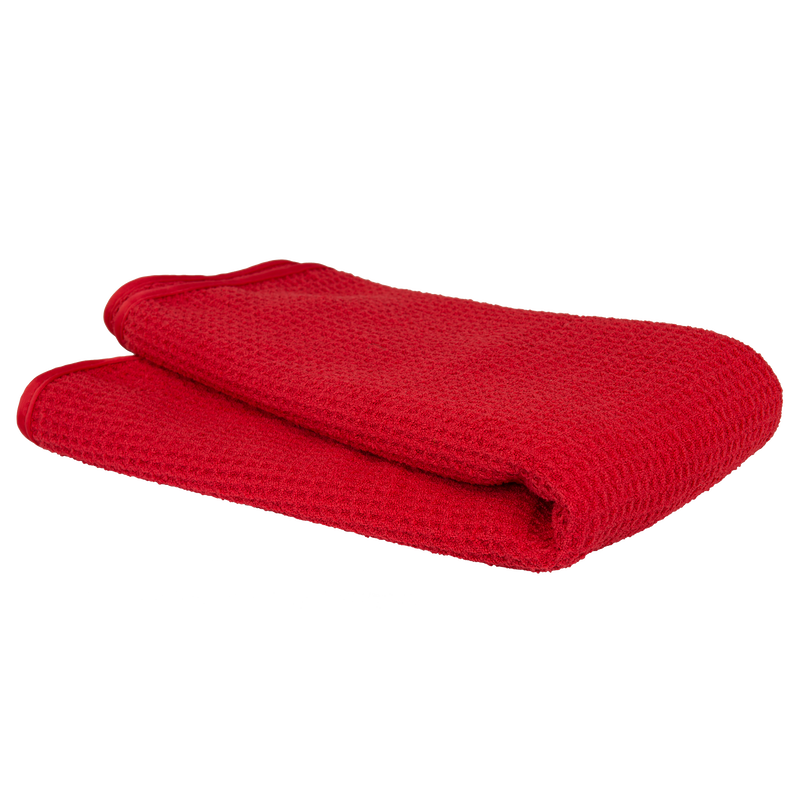 Waffle Weave Glass And Window Microfiber Towel - Red