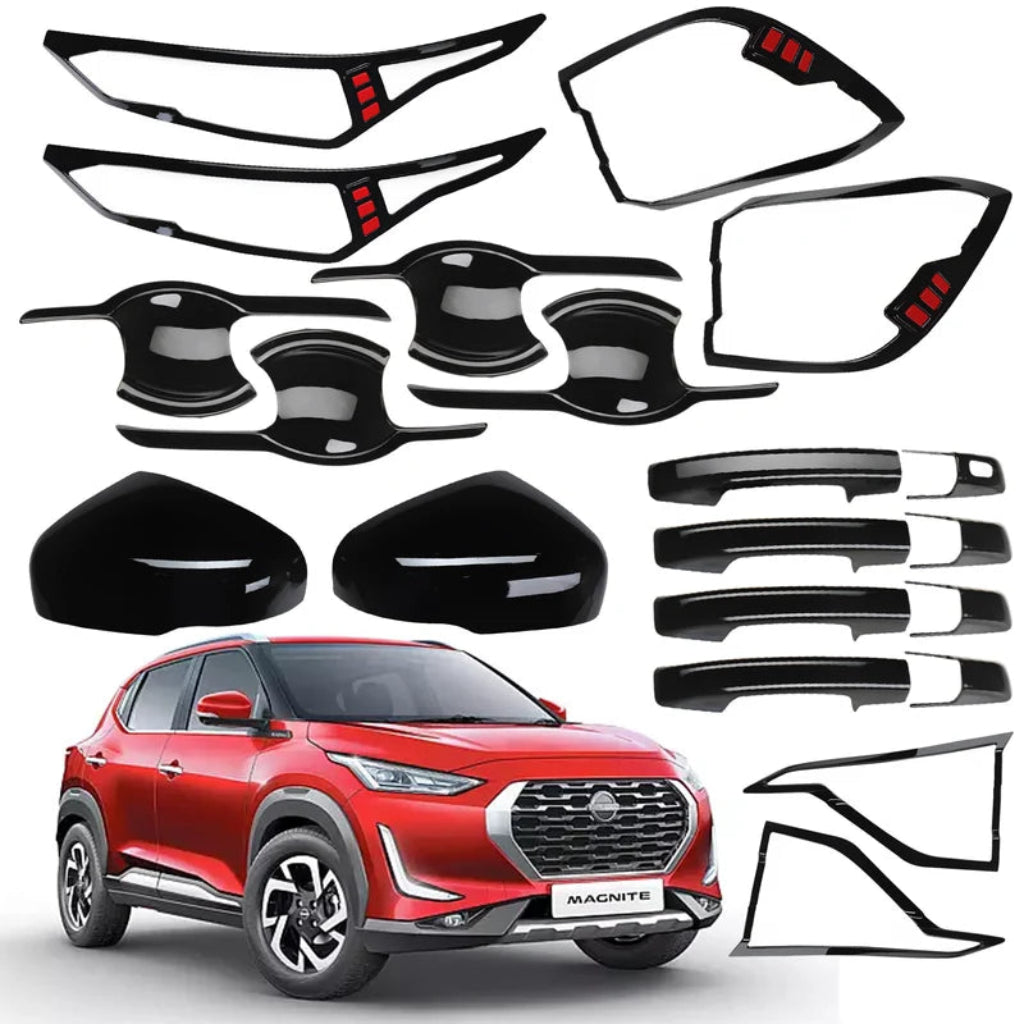 Black combo kit for Magnite, displayed on a white background with a red car.