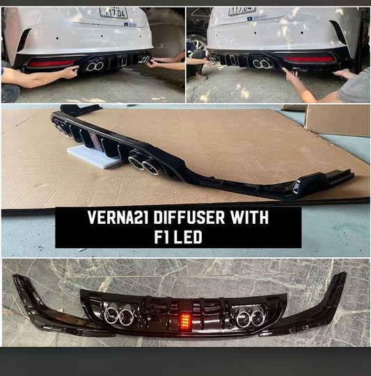 Rear Diffuser With LED For Hyundai Verna - Model 2021 Onwards