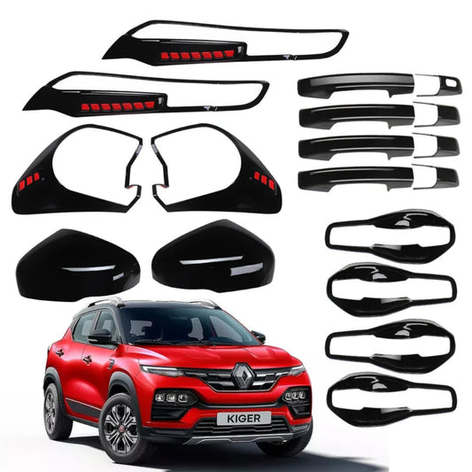 Black combo kit for Kiger, displayed on a white background with red car.