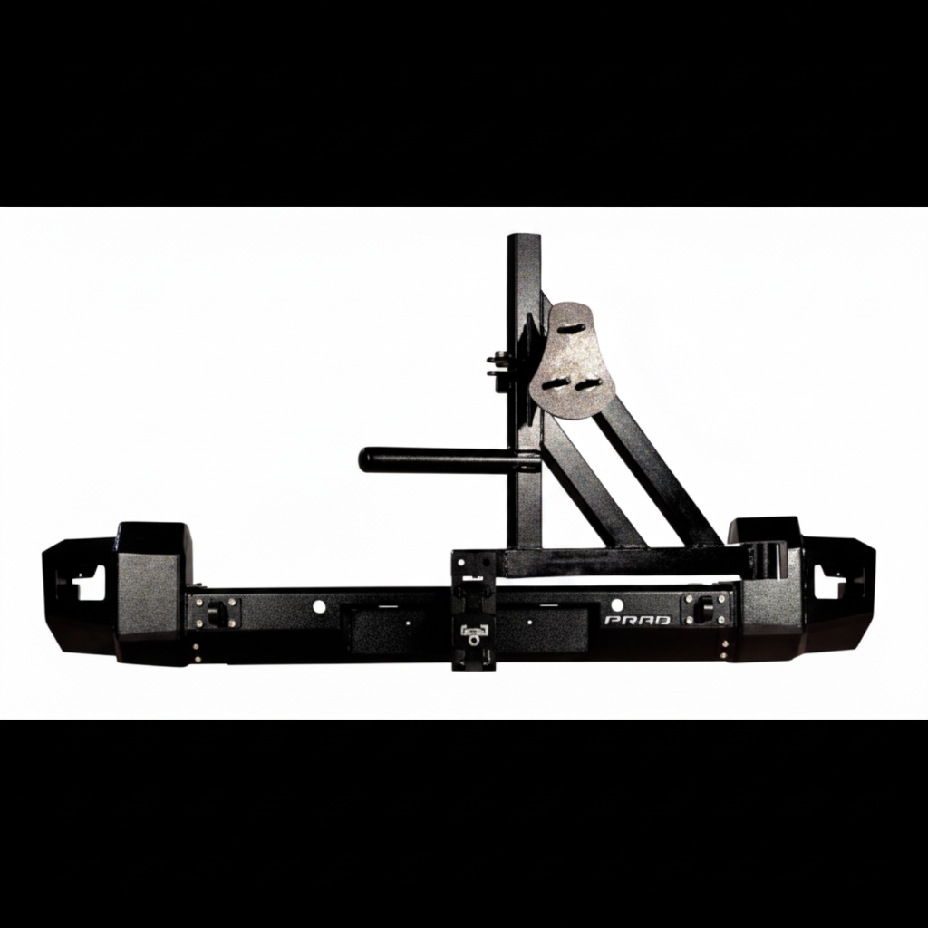 Black metal bumper with brackets on a white background