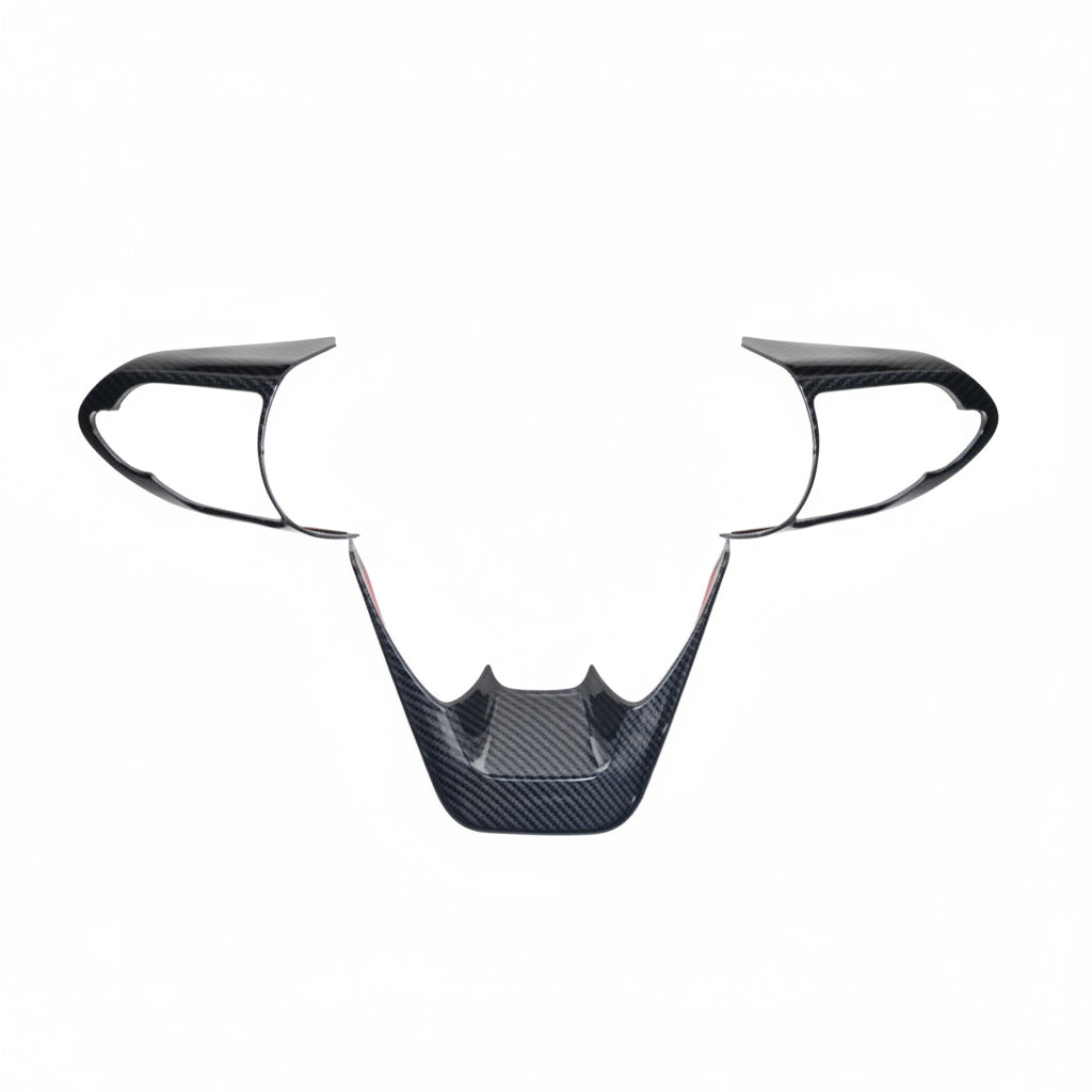 Carbon fibre steering wheel trim for Hycross on a white background
