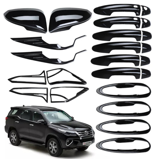 Black combo kit for Fortuner, displayed on a white background with black car.