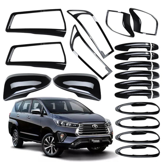 Black combo kit for Innova Crysta, displayed on a white background with a blue car.