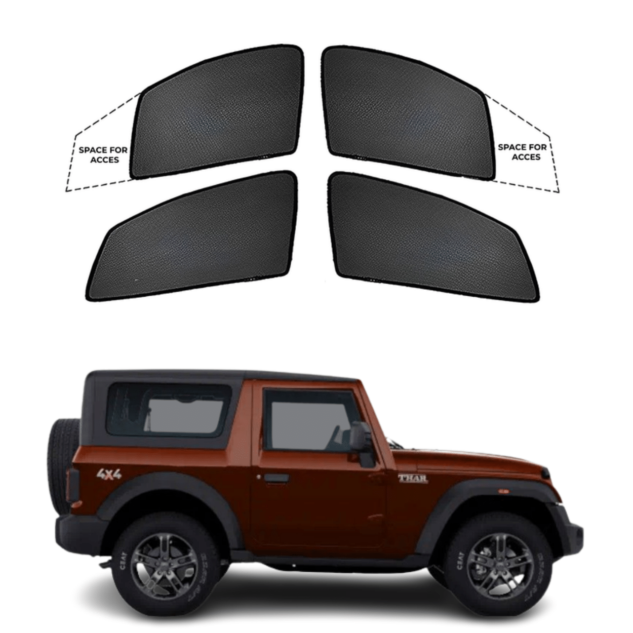 Black Sun shade window for Mahindra Thar