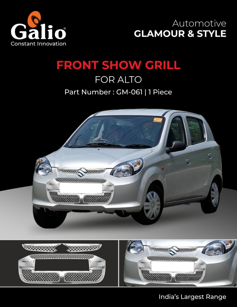 Chrome finish Grill Cover for Maruti Suzuki Alto