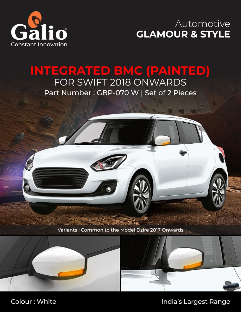 Maruti Suzuki S-Presso white ORVM Cover With Blinkers