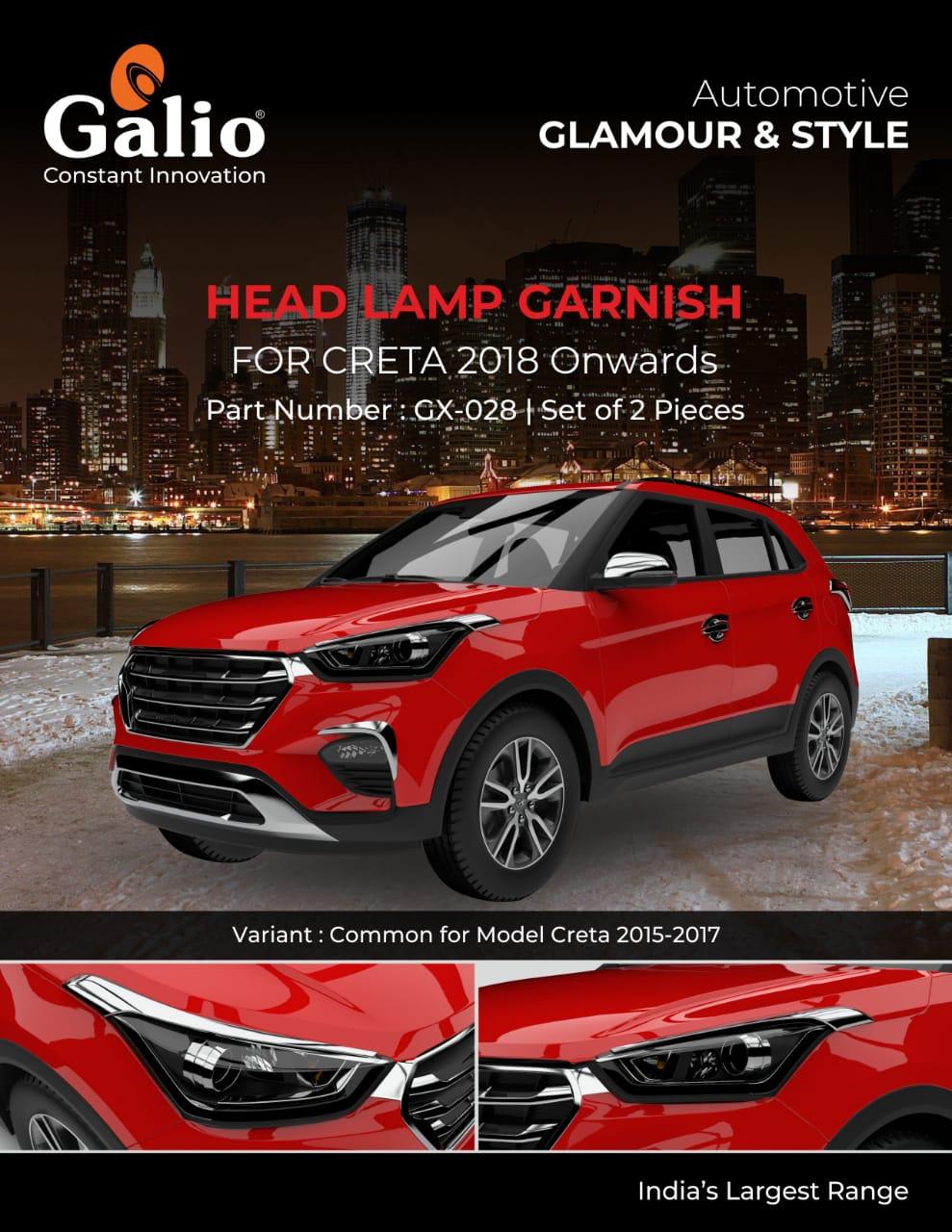 Chrome Finish Head Lamp Garnish for Hyundai Creta