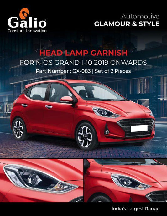 Chrome Finish Head Lamp Garnish for Hyundai I10 Grand Nios