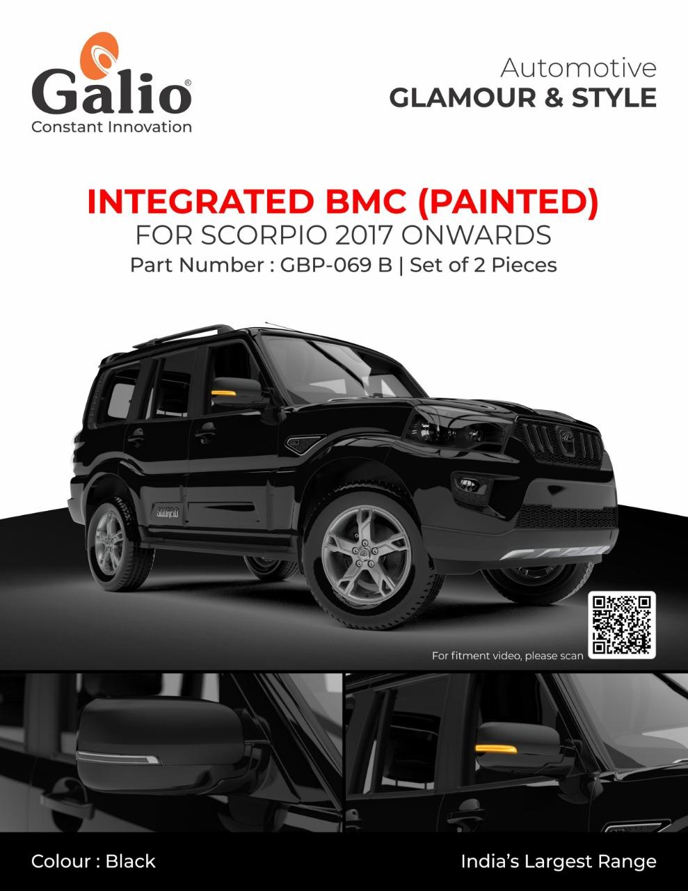 Mahindra Scorpio Black color Integrated Blinking ORVM Cover