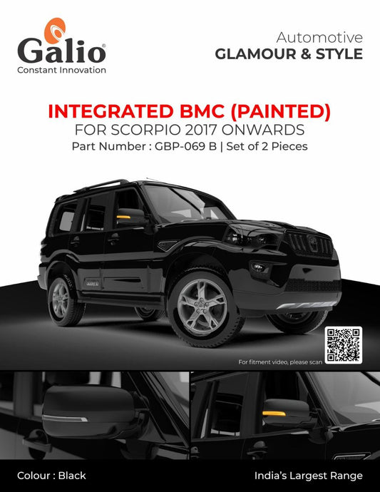 Mahindra Scorpio Black color Integrated Blinking ORVM Cover