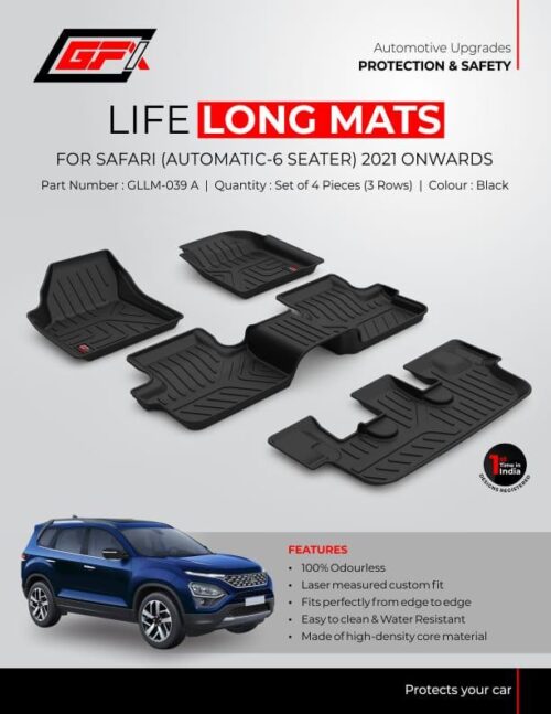 Tata Safari 6 Seater - Life Long Mats - Model 2021 Onwards