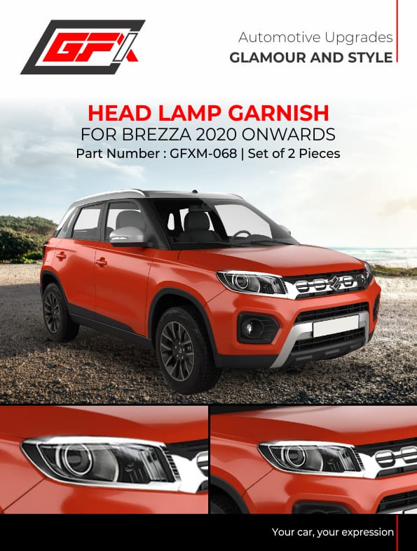 Chrome Finish Head Lamp Garnish for Maruti Suzuki Brezza