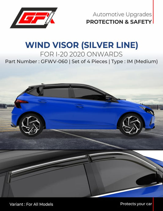 Hyundai i20 Wind Visor - Silver Line