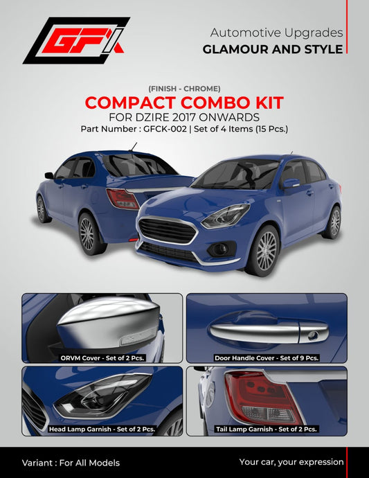 Maruti Suzuki Dzire 2020 chrome finish combo kit