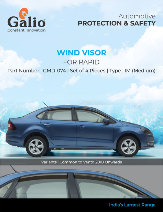 black 4 pieces door visor for Skoda Rapid
