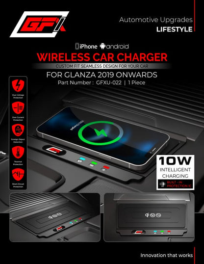 Wireless Car Charger for Toyota Glanza 2019
