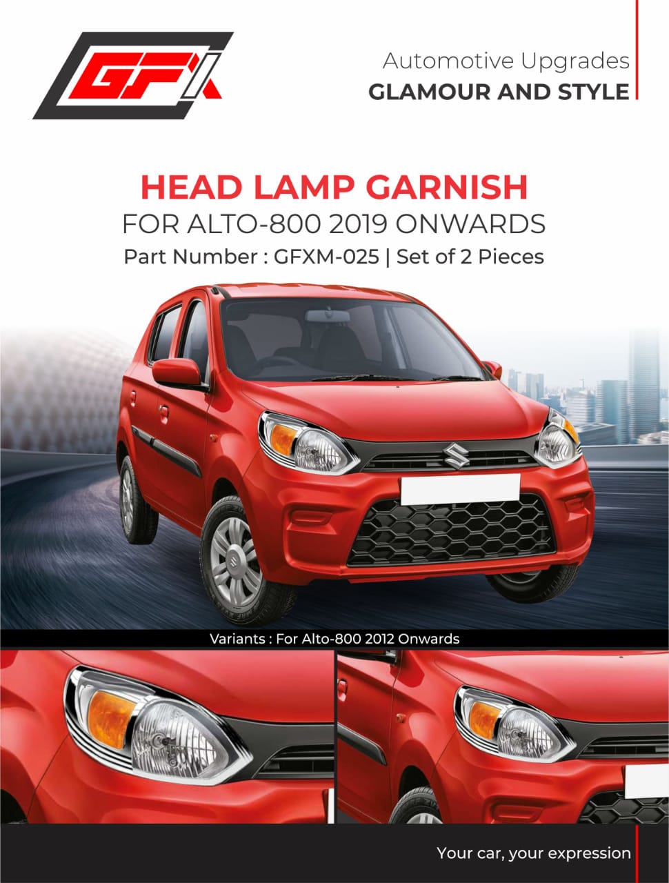 Chrome Head Lamp Garnish for Maruti Suzuki Alto 800