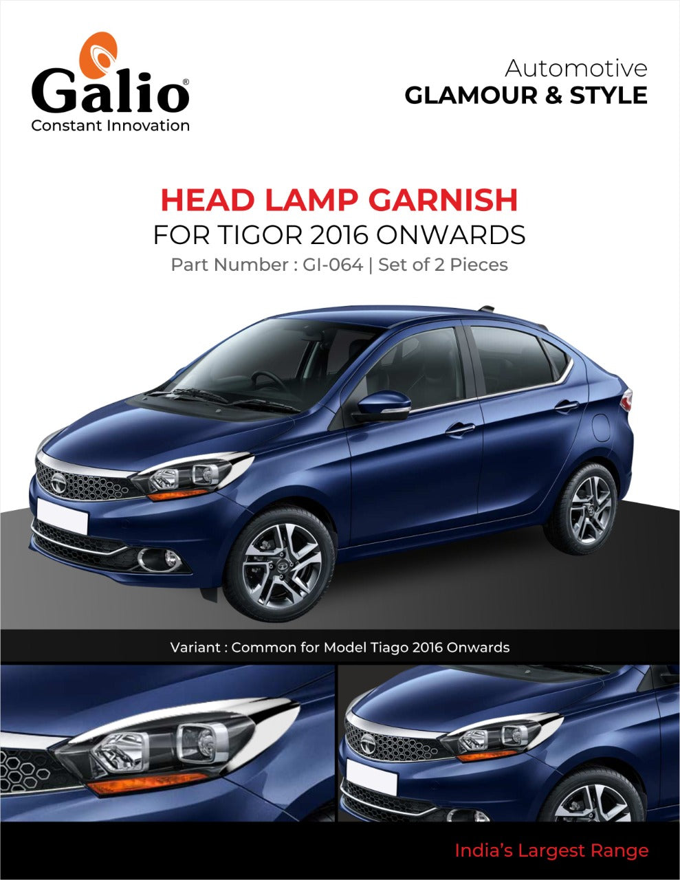 Chrome Finish Head Lamp Garnish for Tata Tigor