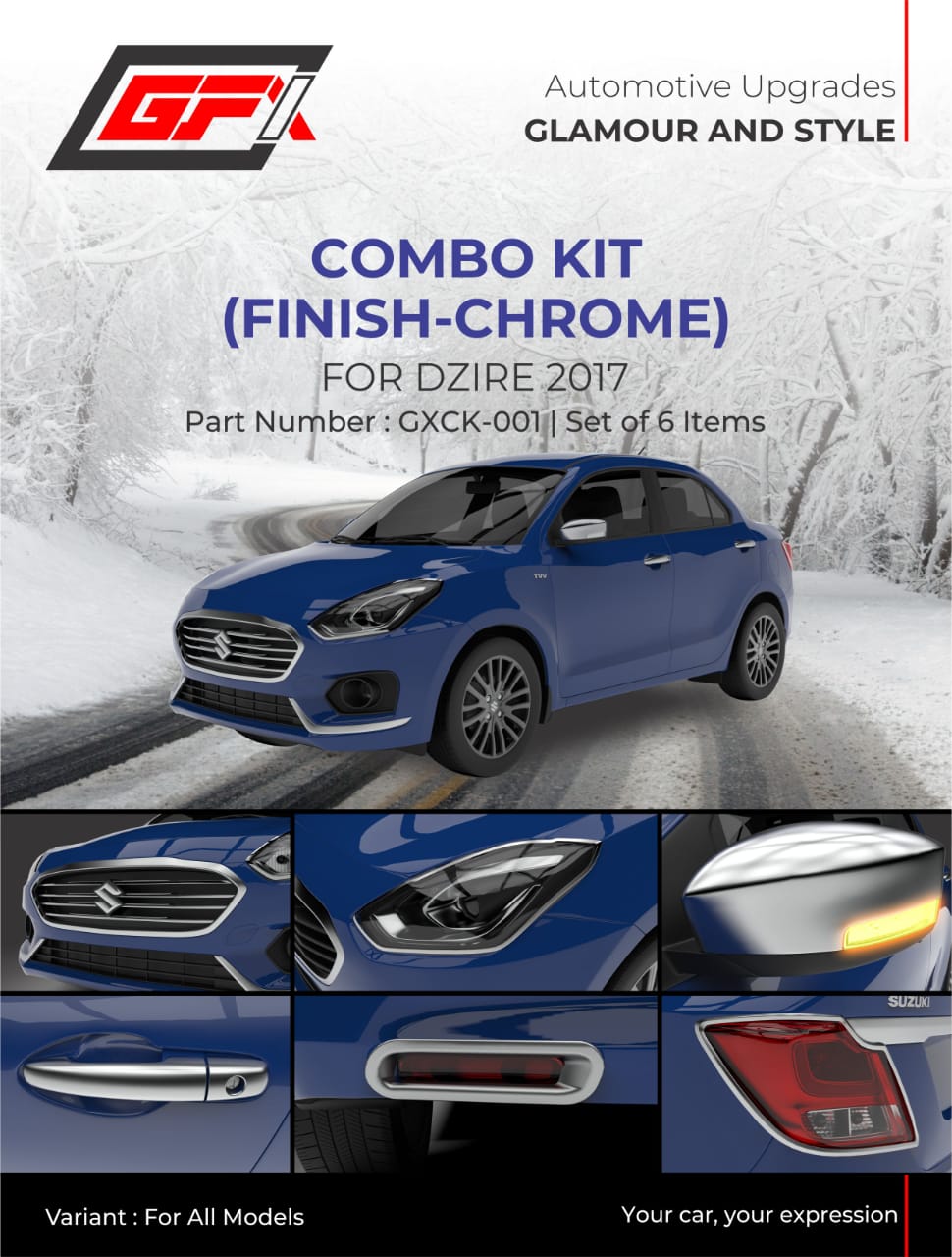 Maruti Suzuki Dzire chrome finish super combo kit