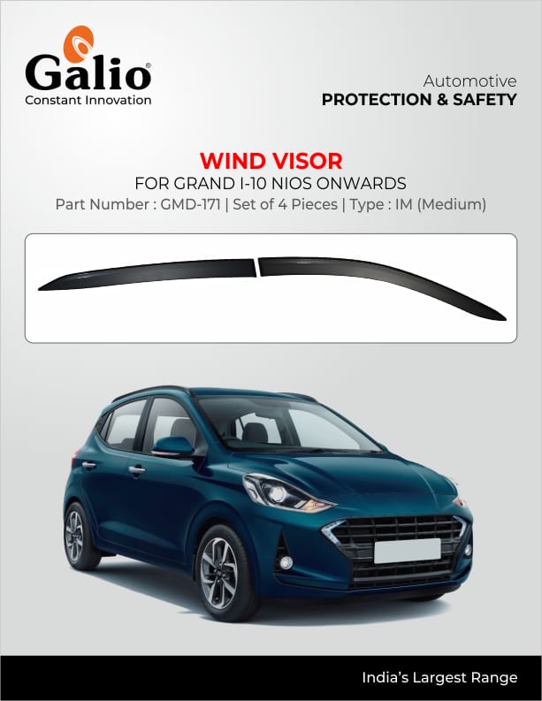 black finish door visor for Grand i10 Nios